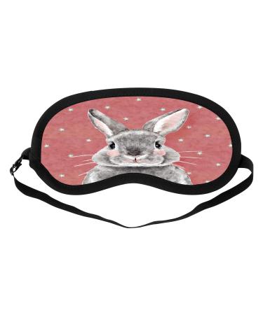 Dazhi Customized Image Grey Bunny Sleep Mask Soft Comfort 100% Cotton Blindfold Block Out Light Sleep Eye Mask Adjustable Head Strap for Men/Women/Kids Eye Shade Cover-Black(23x12 cm)