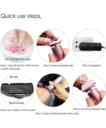 Adjustable Speed Electric Foot Callus Remover with 60 Replacement Sandpaper Discs | Powerful Pedicure Electronic Foot File for Dead Dry Hard Skin Calluses | Pink - Buy Online on GoSupps.com