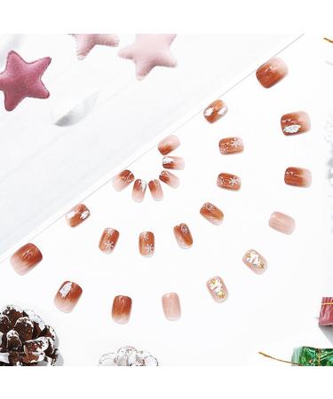Brishow Christmas Glitter Snow Press-On False Nails - 24pcs Short Ballerina Acrylic Fake Nails for Women and Girls - Buy Online on GoSupps.com