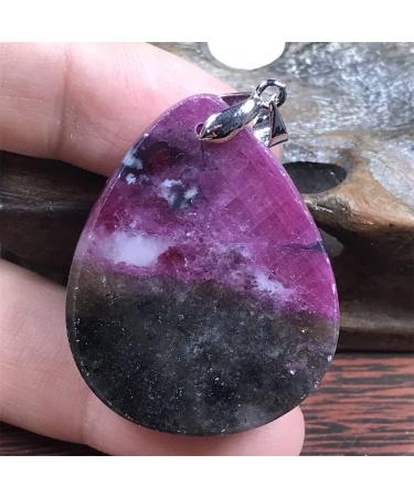 Natural Ruby Zoisite Pendant - Red Green Gemstone Jewelry Gift for Luck & Wealth | AAAA Quality Crystal Stone 36x29x10mm - Buy Online on GoSupps.com