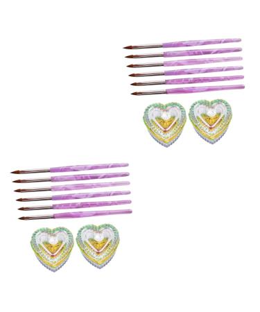 POPETPOP 2 Sets Nail Art Crystal Cup Nail Art Brush Nail Crystal Bowl Shot Glass with Lid Acrylic Liquid Powder Dappen Dish Acrylic Nail Brush Glass Tumbler with Lid Painted Abs Paint Pen