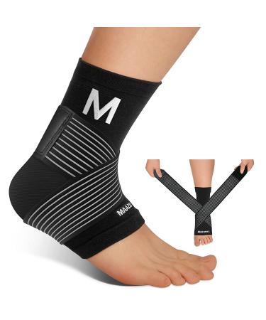 MAAZO Ankle Brace for Women & Men & Youth Ankle Brace for Sprained Ankle  Ankle Wrap for Plantar Fasciitis Relief  Heel Protectors Sleeve w/ Ankle Support Strap  Heel Brace for Heel Pain (M Single) Medium 1