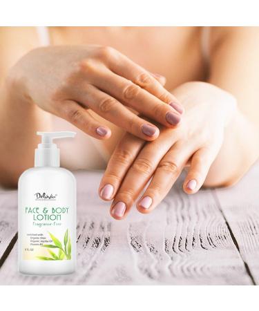 Deluvia Moisturizing Body & Face Lotion - 8oz Organic Aloe Vera Shea Butter Jojoba Oil Vitamin E & B5 - Daily Hydration for All Skin Types - Buy Online on GoSupps.com