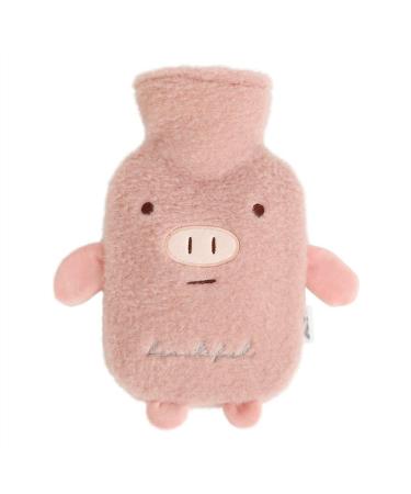 Dlandz heat bottle mini hot water bottle bag with plush cover portable warmer pocket 0.5-liter rubber warm heating bag for hand feet belly warmer hand foot warmer
