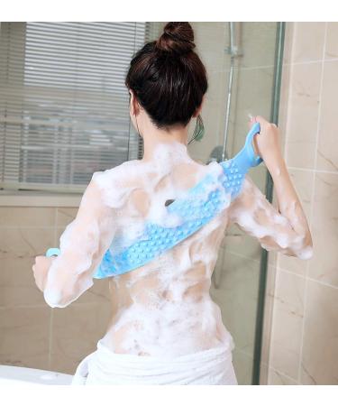 2 PCS Long Silicone Body Back Scrubber for Men, Women & Children - Blue - Buy Online on GoSupps.com