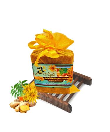Arnica Therapeutic Bar Soap - Herbal Natural Organic for Skin Hair Muscles Massage Bath Foot Soak - Neem Ginger Turmeric Lemongrass Essential Oils - 8oz Bar & Rack - by ARNICAmfort