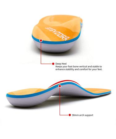 Plantar Fasciitis Work Boot Insert Orthotics for Men & Women - Arch Support Insole for Flat Feet & Heel Spur Relief - Pronation Correction & Shock Absorption - Size 7-7 1/2 Men, 9-9 1/2 Women - 260MM Length - Buy Online on GoSupps.com