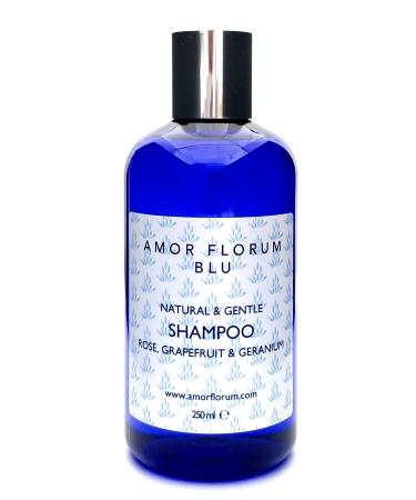 99% Natural SHAMPOO - ALOE VERA ROSE GRAPEFRUIT & GERANIUM - 250ml by AMOR FLORUM BLU. Sulfate Free Paraben Free. Low Foaming Gentle Concentrated. pH Balanced for Sensitive Skin.