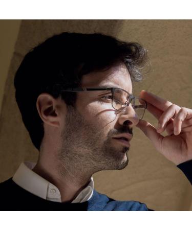 ZENOTTIC Blue Light Reading Glasses for Men - Trendy Square Metal Frame Anti-Glare Black Computer Readers 0.0x - Stylish & Comfortable Eyewear for Digital Protection - Buy Online on GoSupps.com