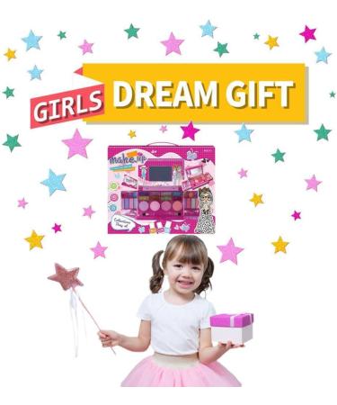 AUklOPVZZ Kids Cosmetic Kit With Mirror Shadow Washable Storage Box House Cosmetics Toy Household Travel Girls Birthday Gifts - Buy Online on GoSupps.com