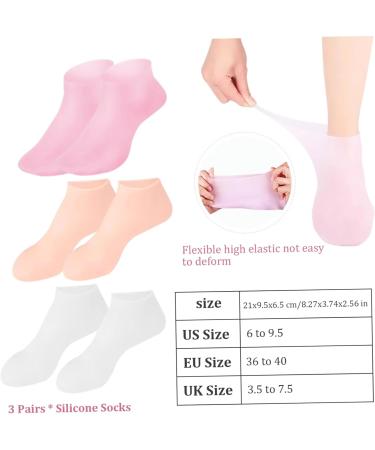 Silicone Socks for Dry Cracked Feet Women 3 Pairs Soft Moisturizing Socks Anti Slip Women Spa Pedicure Gel Socks Aloe Sock for Softening Rough Skin Calluses - Buy Online on GoSupps.com