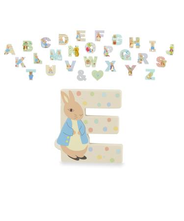 Peter Rabbit Wooden Letters by Orange Tree Toys Letter E with Peter - Alphabet Animal Letter for Personalised Baby Name Toy Box Door Wall Decorations Animals Nursery Decor Boys Girls Bedroom
