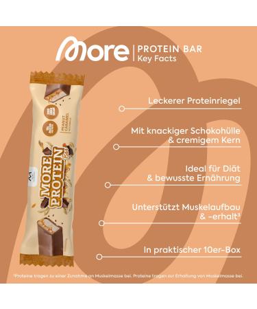 MORE Protein Bar - 10-Pack Peanut Caramel | 50g High-Protein Snack | International Shipping - Buy Online on GoSupps.com