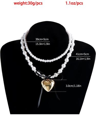 Oralgo's Elegant Pearl Necklace with Black Band - Adjustable Heart Loop for Weddings & Bridal Jewelry - Buy Online on GoSupps.com