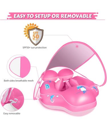 LAYCOL Baby Pool Float with UPF50+ Sun Protection Canopy - Pink Large | Inflatable Toddler Float for Ages 3-36 Months - Buy Online on GoSupps.com