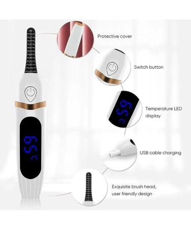 Heated Eyelash Curler with Comb - USB Rechargeable Electric Makeup Tool for Women (Green) - LED Display Gift Idea - Buy Online on GoSupps.com