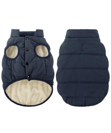 ASENKU Windproof Dog Winter Jacket Waterproof Dog Coat Warm Dog Vest Cold Weather Pet Apparel with 2 Layers Fleece Lined for Small Medium Large Dogs (S, Blue) S: Chest 11.8-15", Length 10.6" Blue