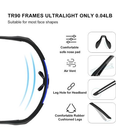 HAAYOT Polarized Cycling Sunglasses for Men Women - 5 Interchangeable Lenses - Black Frame & Blue Lens - Buy Online on GoSupps.com