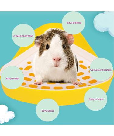 Kathson Triangular Potty Trainer for Small Pets - Ideal for Guinea Pigs Rabbits Hamsters & More | Corner Hay Toilet & Litter Box in Yellow - Buy Online on GoSupps.com