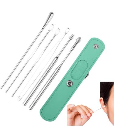 Ear Wax Removal - 6 in 1 Professional Ear Cleaner Kit with PU Storage Bag - Ear Wax Cleaner for Family Friends Adults and Kid Bairong Green - Buy Online on GoSupps.com