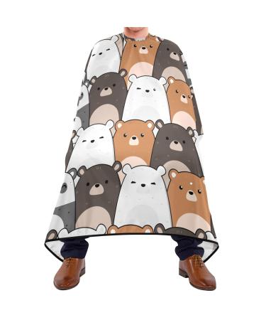 Waterproof Barber Cape -Kawaii Cartoon Teddy Bear Panda Polar and Grizzly Cheetah Haircut Bib for Men Unisex Hair Cutting Cape(8rp1a)