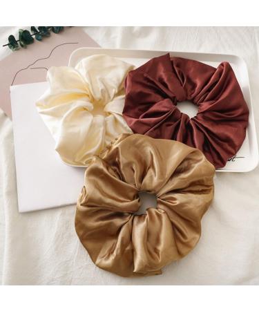 scicent Scrunchies 4 Pieces Plain Satin Hair Scrunchy for Girls Elastic Hair Bands Fashion Hair Ties Large Ponytail Holder Soft Hair Bobbles for Women - 4314 - Buy Online on GoSupps.com