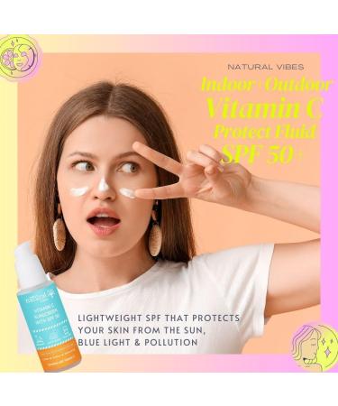 Natural Vibes Vitamin C Sunscreen SPF 50 - UVA/UVB rays Blue Light & Pollution Protection 50 ml - Buy Online on GoSupps.com
