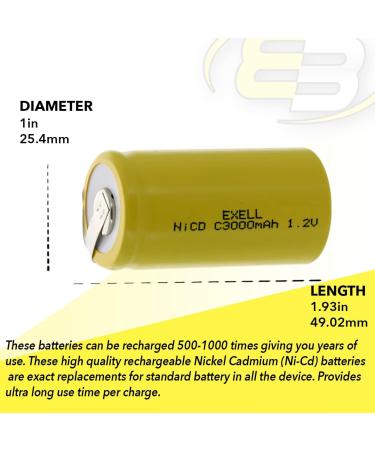 Buy 2x Exell C Size 1.2V 3000mAh NiCD Rechargeable Batteries - Perfect for Monitors Data Loggers Instruments Electric Tools Toys & Portable Radios | International Shipping Available - Buy Online on GoSupps.com