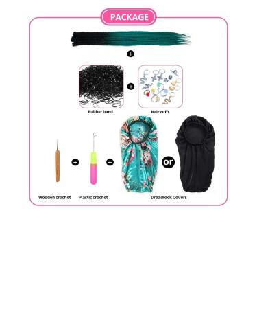 Handmade 24 Synthetic Dreadlock Extensions - 0.6cm Thin Crochet Braids in Green | Soft Hip-Hop Style - 20 Strands - Buy Online on GoSupps.com