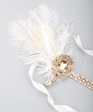 Chmier 1920s Flapper Feather Headband with Crystal Pearl Chain - White Feather Roaring 20s Headpiece for Prom, Party, Festival - Gatsby Hair Jewelry for Women - Buy Online on GoSupps.com