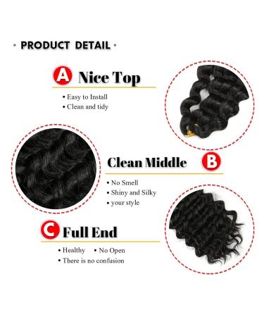 22 Inch Ocean Wave Crochet Hair 5 Pack - Deep Twist Wavy Braiding Hair (1B) - Pack of 5 - Buy Online on GoSupps.com
