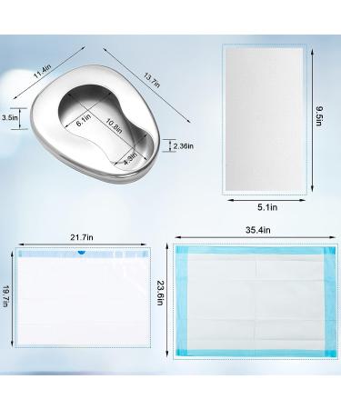 Stainless Steel Bed Pan Set for Elderly - Includes 45 Disposable Liners and Absorbent Pads - Ideal for Women and Men, Bedridden Patients at Home or Hospital - Buy Online on GoSupps.com