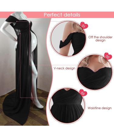 FEOYA Maternity Maxi Dress: Strapless Chiffon Lace Gown for Pregnant Women - Black XL - Buy Online on GoSupps.com