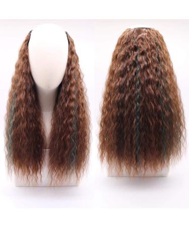 Shop U-Shaped Long Curly Wig - Fluffy Natural Waves & Dark Brown Highlights | Cute & Volumizing eCommerce Hair Solutions - Buy Online on GoSupps.com