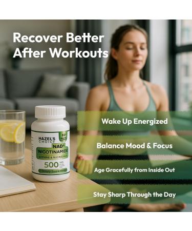 HAZEL'S Choice NAD+ Nicotinamide Adenine Dinucleotide Supplement 500mg 60 Capsules Supports Cellular Energy & Metabolic Function - Buy Online on GoSupps.com