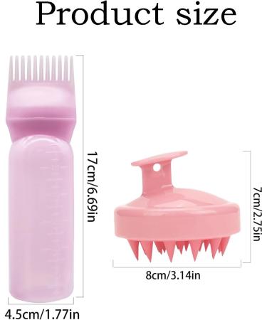 JIANYH 2 Pack Root Comb Applicator Bottle Hair Oil Applicator Bottle Hair Oil Bottle Scalp Shampoo Brush Hair Coloring Dye for Salon Home DIY (Pink) - Buy Online on GoSupps.com