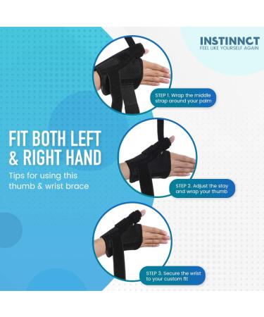 INSTINNCT Wrist Thumb Support Brace - Adjustable Brace for Men and Women - Thumb Splint for Tendonitis and Pain - Fits Both Hands - Black (Pair) - Buy Online on GoSupps.com