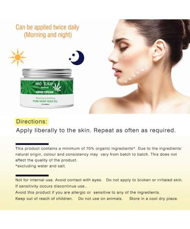 MO TULIP Hemp Oil Face Cream 2oz - Hyaluronic Acid Hydrating Anti-Aging Moisturizer for Dry Skin - Anti Wrinkle, Relaxing, and Collagen Boosting Formula - Buy Online on GoSupps.com
