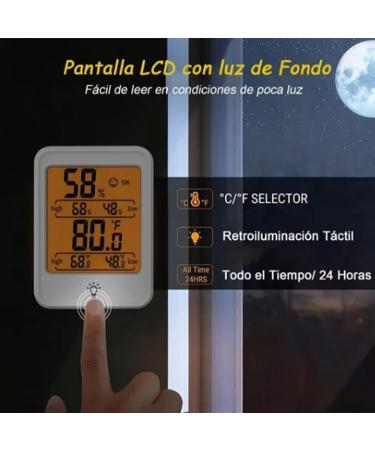 Digital Thermometer Hygrometer for Indoor Use - Accurate Temperature & Humidity Monitor with Backlight for Greenhouses - Compact White Design (7.9 x 5.8 x 2.2 cm) - Buy Online on GoSupps.com