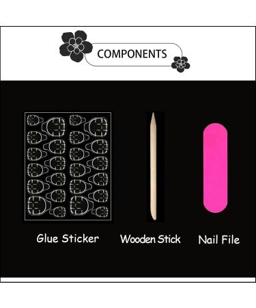 French Tip Press on Nails - Medium Almond Chrome False Nails Long Glossy Full Cover 24 Pcs - Cute Acrylic Stick-ons for Women - Buy Online on GoSupps.com