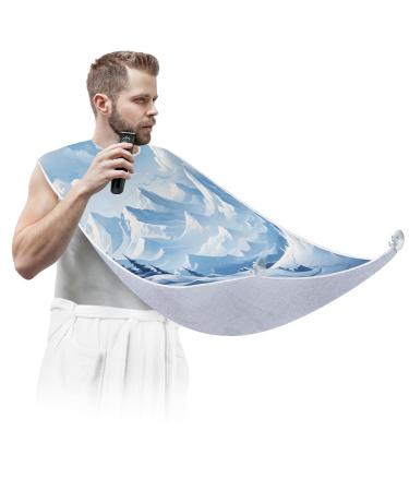 Landscape Glacier Beard Bib Apron Beard Hair Catcher for Men Shaving Fathers Day Anniversary Christmas Gifts for Dad Husband Beard Bib with 2 Suction Cups
