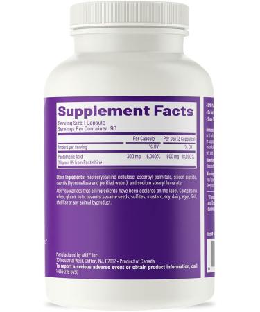 AOR Pantethine 375mg - Bioactive Vitamin B5 Supplement - 90 Capsules - Buy Online on GoSupps.com