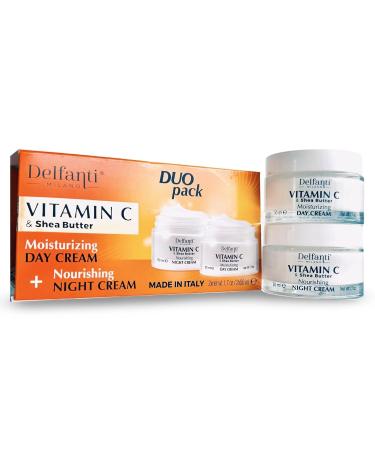 Delfanti-Milano Vitamin C & Shea Butter Duo Pack | Day & Night Creams for Face Neck & D collet | Moisturizing & Nourishing Made in Italy - Buy Online on GoSupps.com
