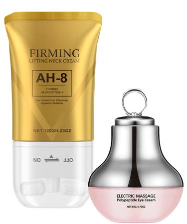 AH-8 Neck and Eye Cream Set with Electric Massage Tightening Anti-Wrinkle Treatment with Red Light Deep Moisturizer Bundle Care Gifts for Birthday Christmas for Mom Sister(Neck and Eye Cream)