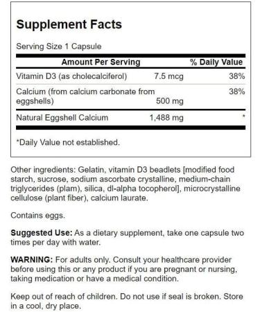 Swanson Eggshell Calcium with Vitamin D-3 | 60 Capsules - Buy Online on GoSupps.com