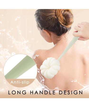 JANKOW 2Pc 2-in-1 Body Brush & Back Scrubber Set - Exfoliating Loofah Cotton & Nylon Scrubber - Shower Essentials for Men and Women - Green & Orange - Buy Online on GoSupps.com