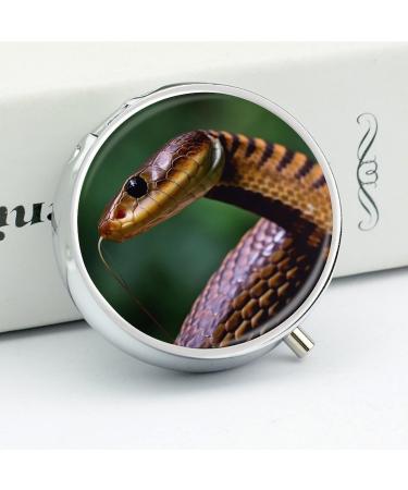 Portable 3 Compartment Pill Box with Cobra Snake Print | Travel Pill Organizer for Handbag & Pocket - Buy Online on GoSupps.com