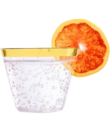 100 Pack Premium 9 Oz Clear Plastic Cups with Gold Rim - Disposable Party Drinking Cups for Wedding and Events - Buy Online on GoSupps.com