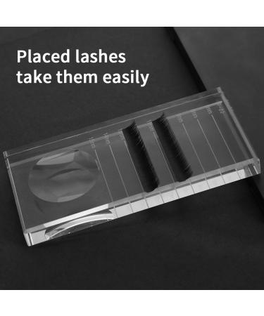 2 in 1 Eyelash Extension Glass Palette & Lash Holder Tray | Premium Lash Tile Holder with Black Scale (7-15mm) | Essential Eyelash Extension Tools for Makeup - Buy Online on GoSupps.com