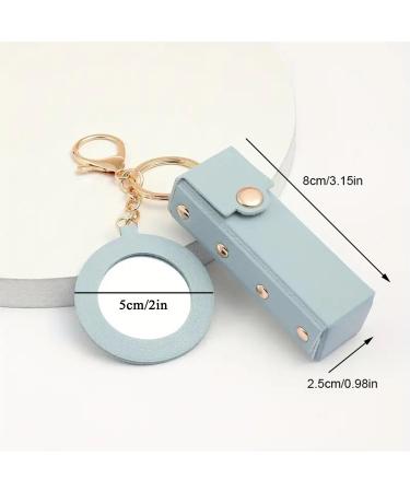 Stylish PU Leather Lipstick Holder Keychain with Mirror - Travel-Friendly Lipstick Organizer & Chapstick Pouch Gift for Women - Buy Online on GoSupps.com